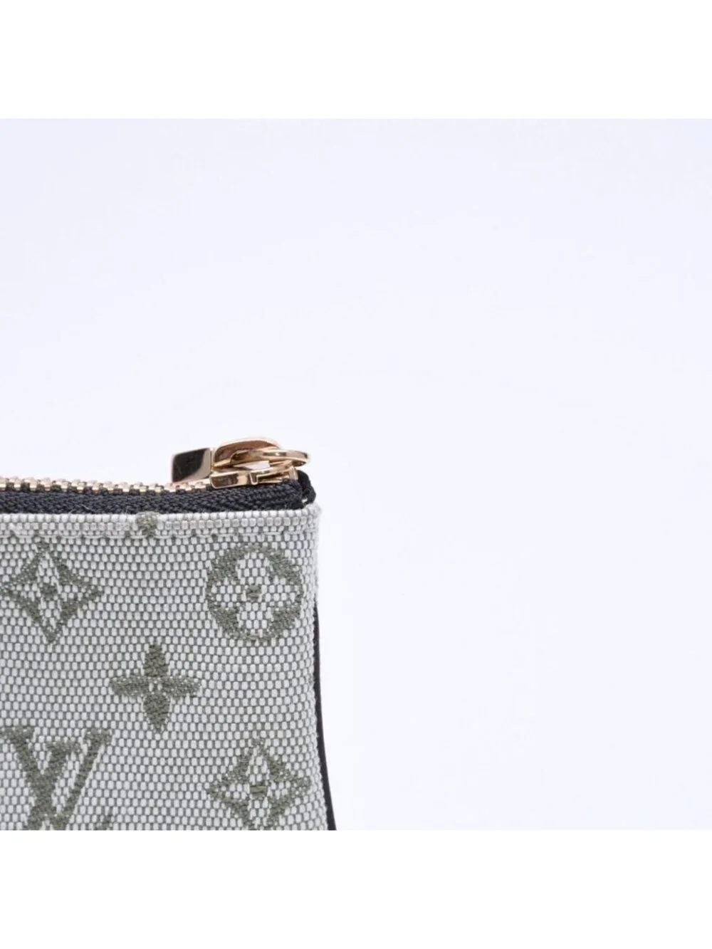 Louis Vuitton Monogram Mini Pochette Cles Coin Purse Canvas Gold Green